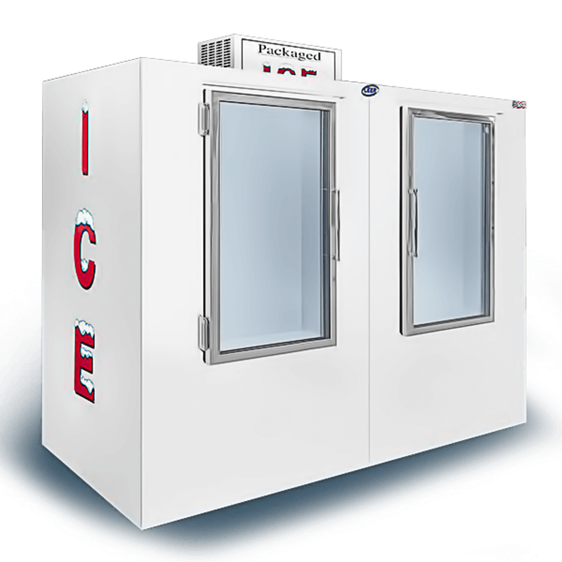 Leer TD155UAGP 155 Cubic Foot Glass Door Indoor Bagged Ice Merchandiser